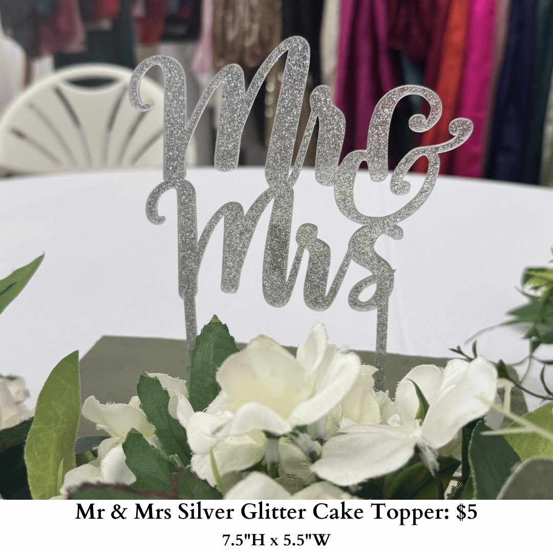 Mr & Mrs Cake Topper-Silver Glitter-1150-online