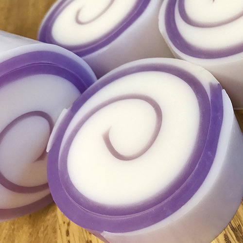 lavender swiss roll glycerin soap swirl