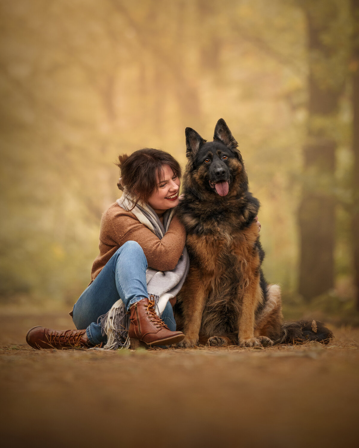 girl and dog in hollybank forest