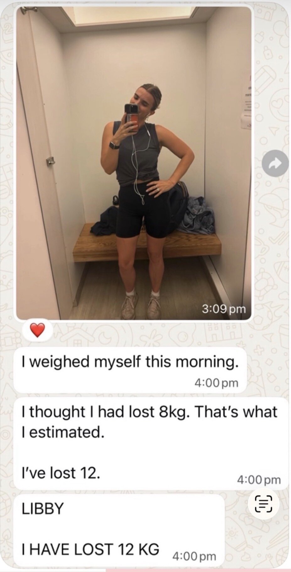 1:1 client WhatsApp: I have lost 12 kg