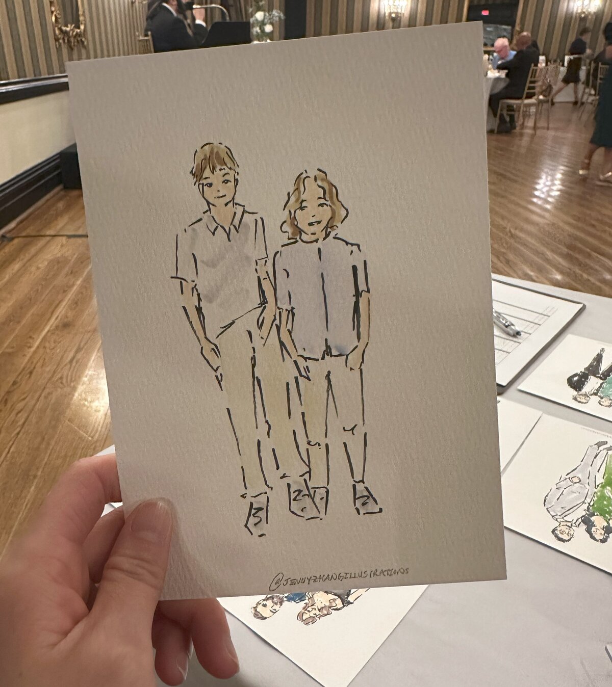 custom painted guest portraits by Toronto wedding painter Jenny Zhang
