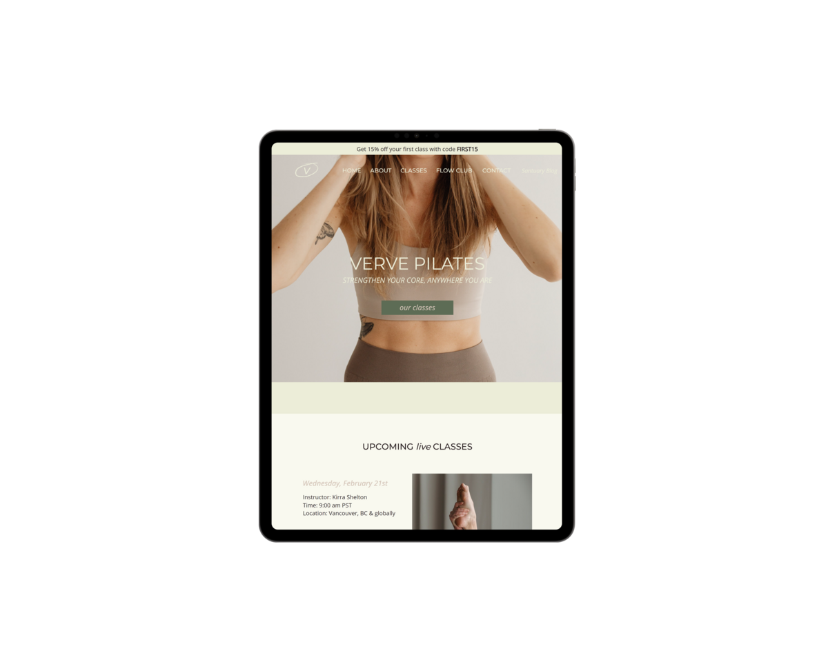 Pilates Showit Website Template Home Page