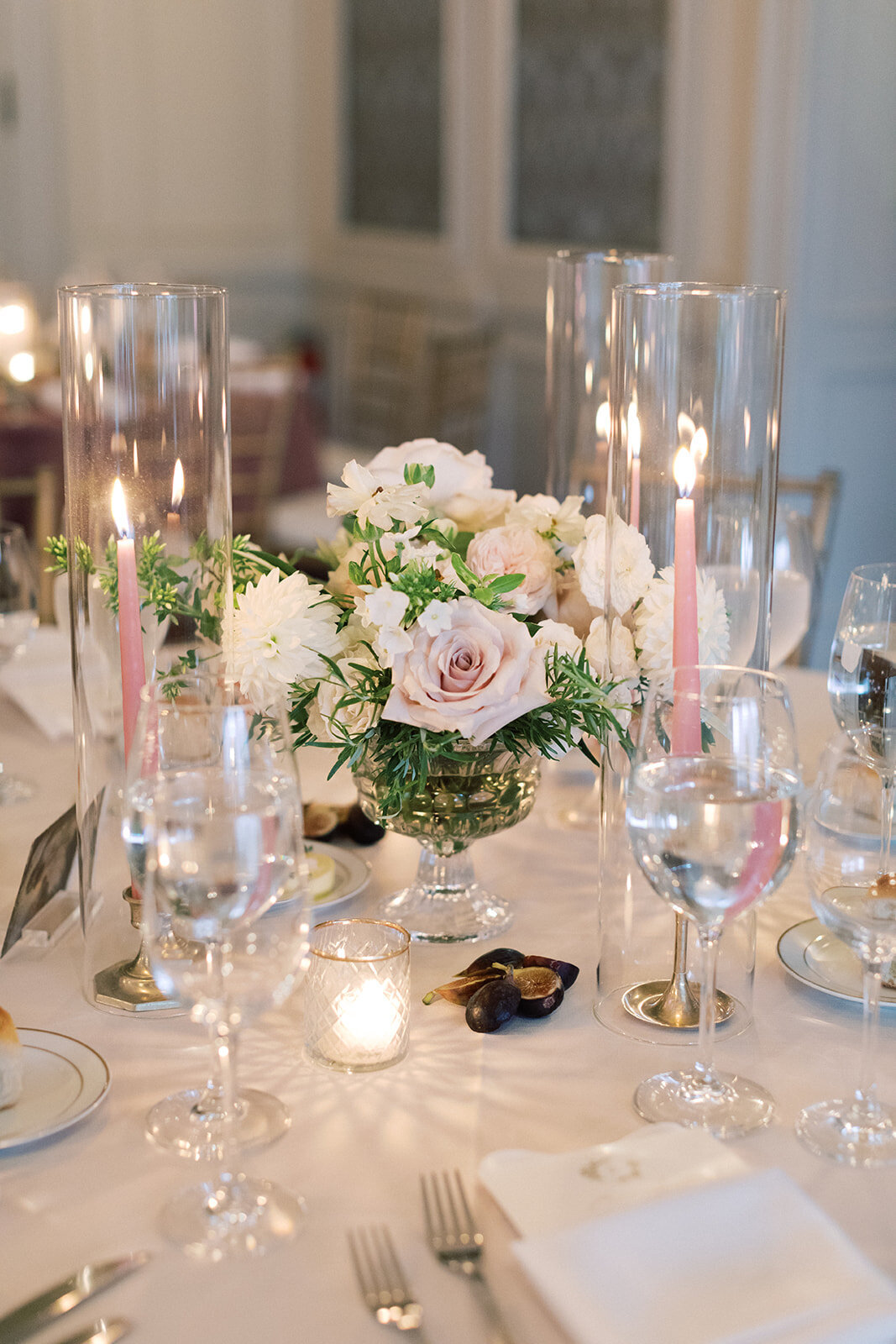 Glen Manor House Wedding Reception Floral Centerpieces - Cru and Co