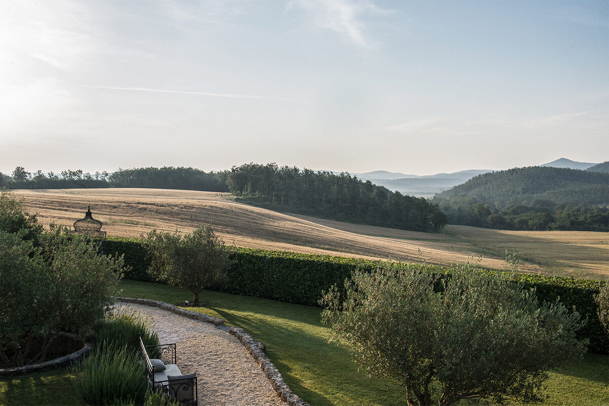 The rolling hills and valleys of the Val di Merse from a vantage point of Borgo Santo Pietro