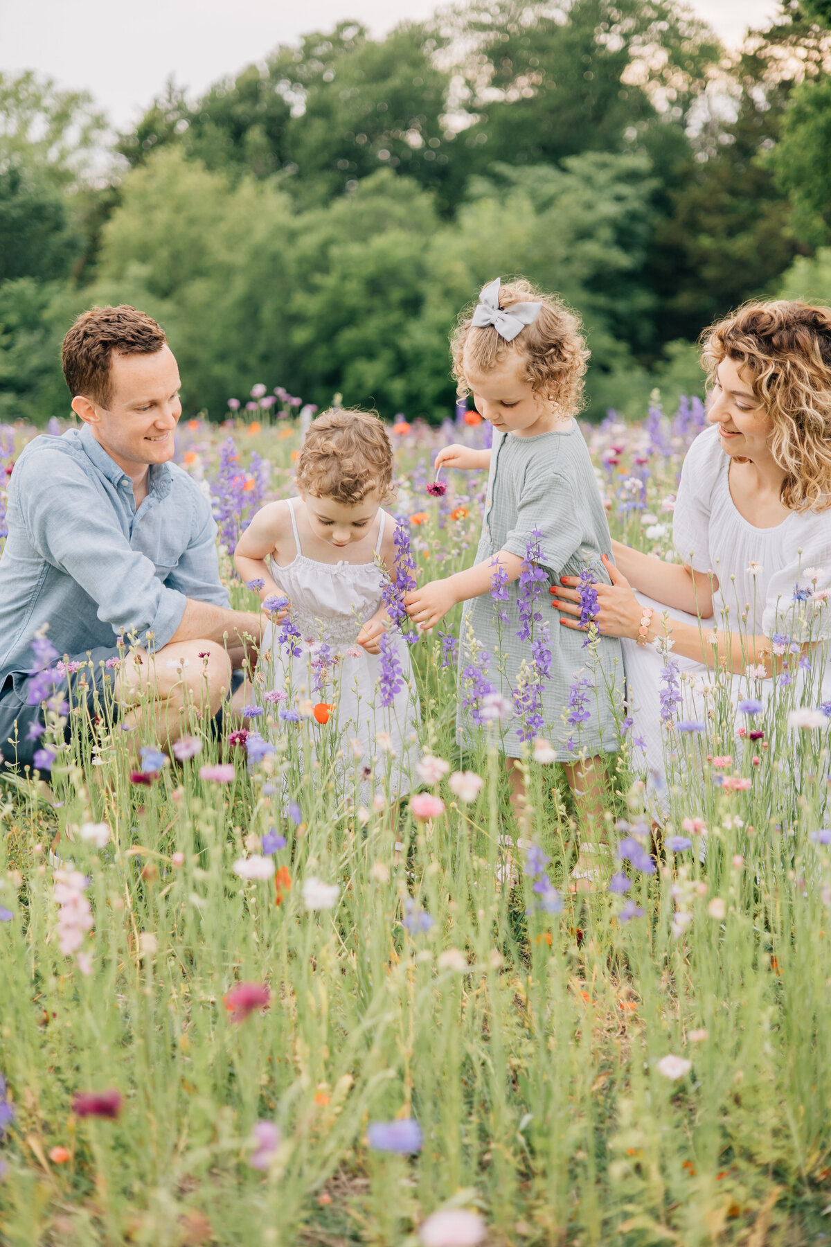 Family session in the wildflowers located in North Dallas, TX