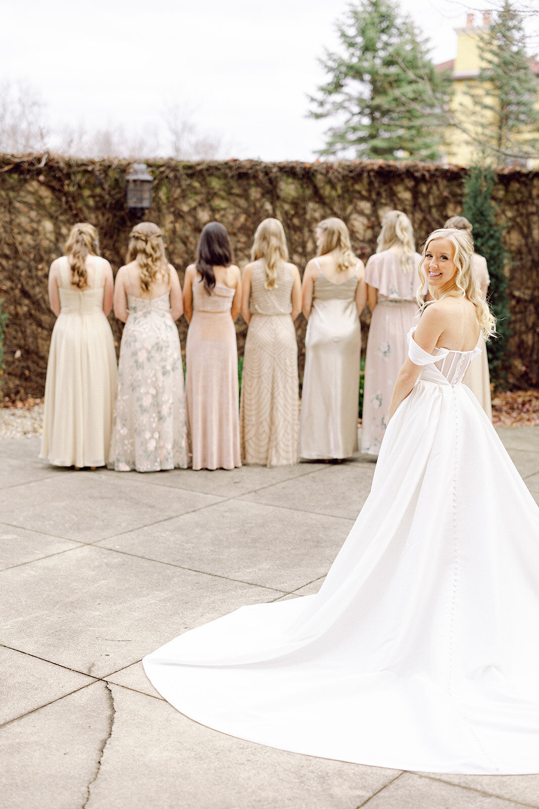 first look with bride and bridesmaids shot by Philadelphia photographer.