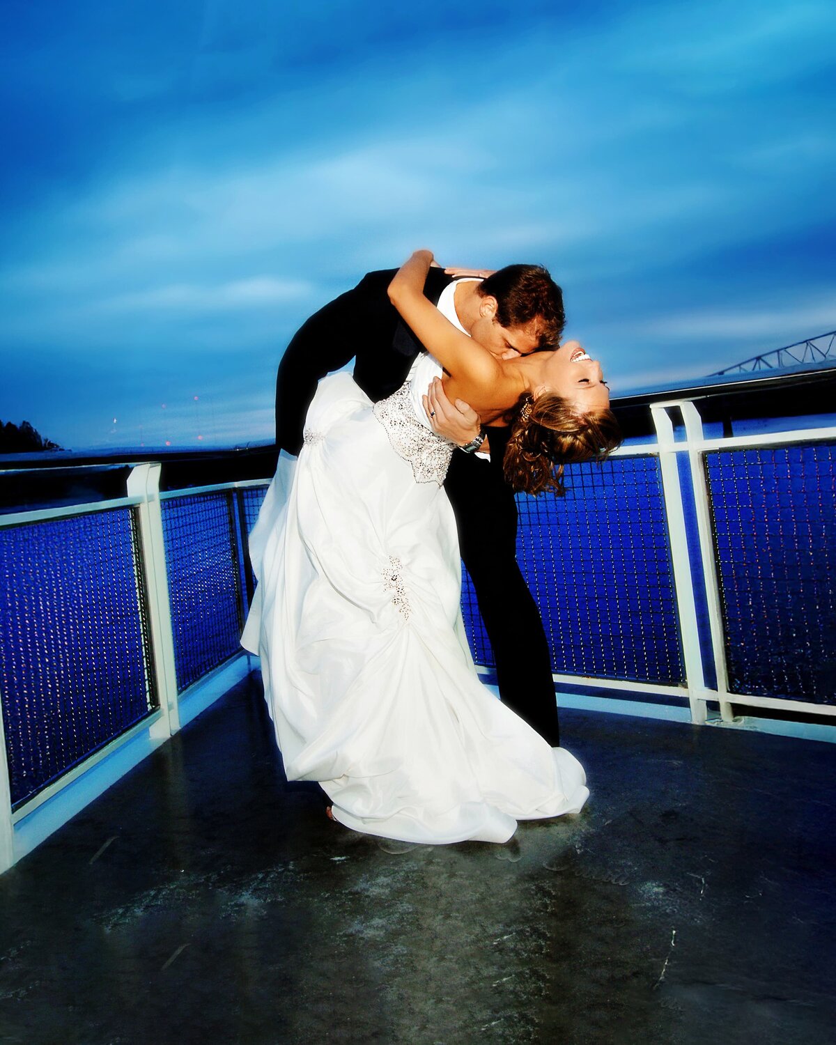 Wedding couple dipping on Grandriver event center