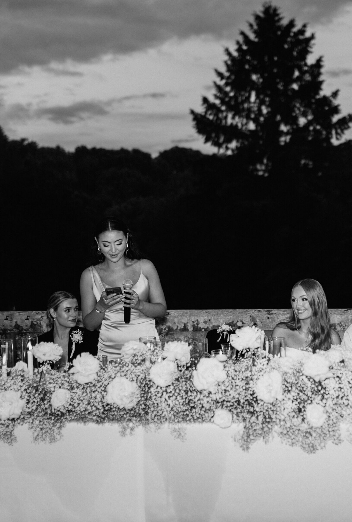 Maid of honor toast in Tuscany
