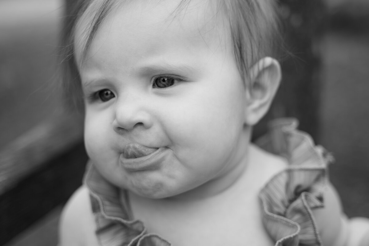 Silly baby girl during her photoshoot, Lilacia Park, Lombard