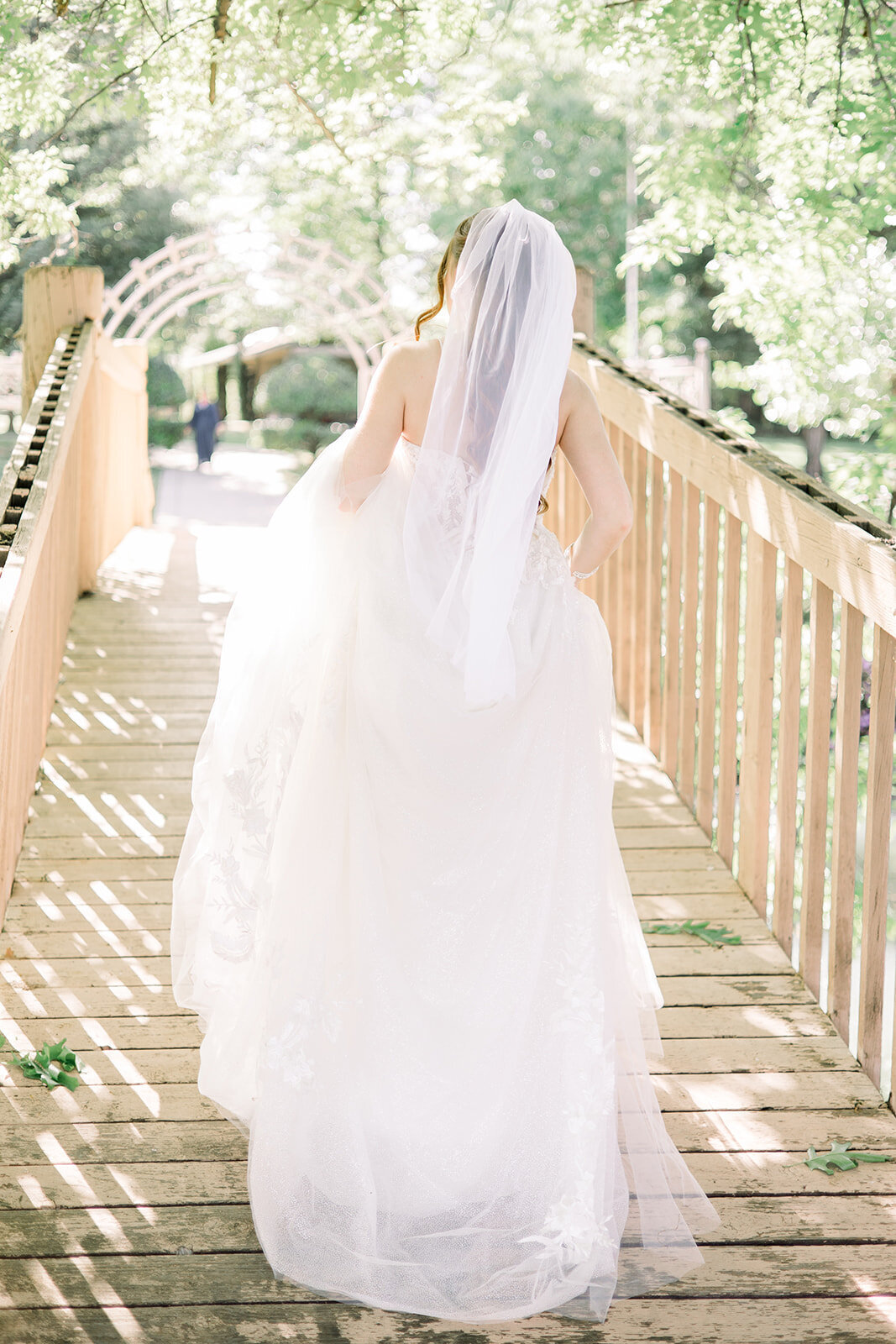 Bride glances over her shoulder