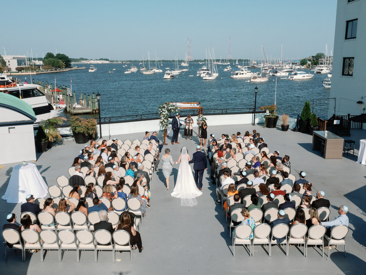 Bride walking down the aisle