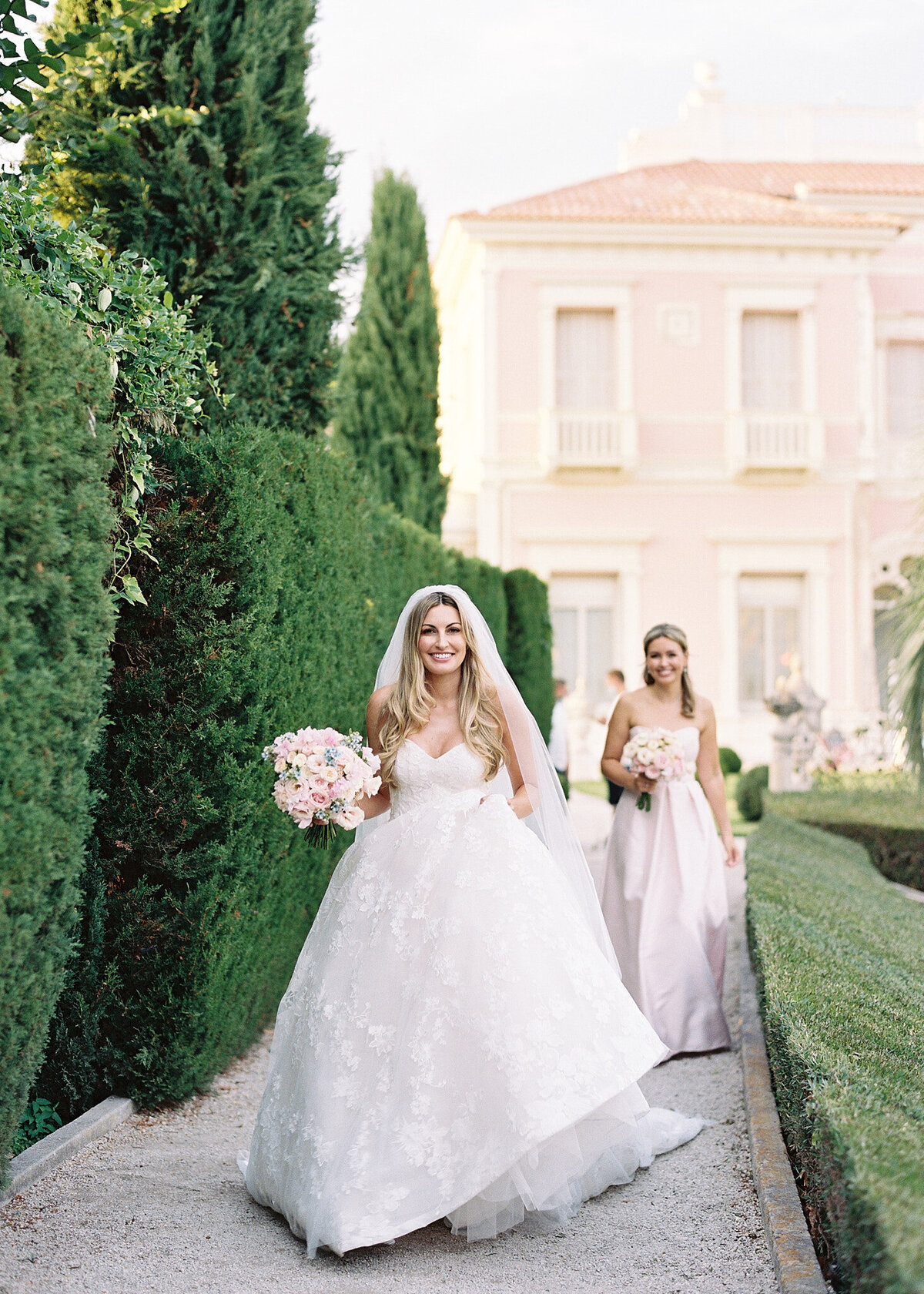 EDW-Monique Lhuillier bride at Villa Ephrussi de Rothschild