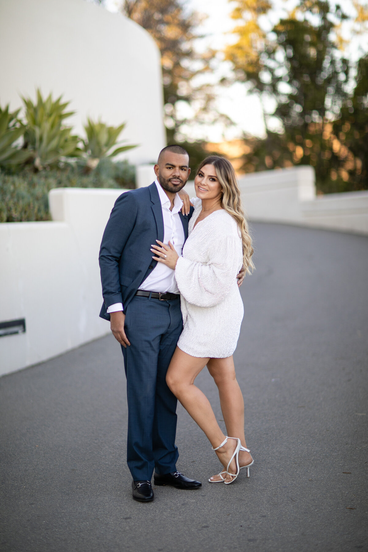 bride and groom to be at the Griffith Observatory