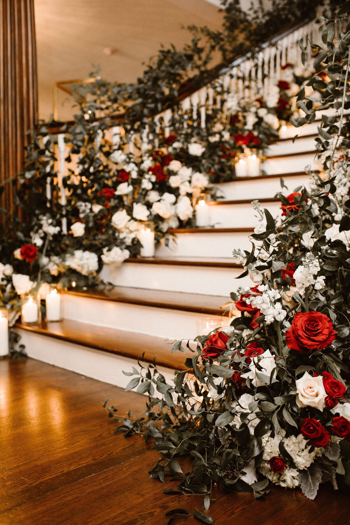 12 - Orlo House Wedding Staircase Flowers - Tampa Bay Wedding Planner