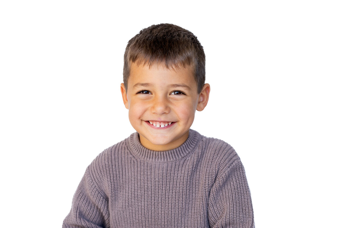 Fine Art School Photo of young boy in gray sweater