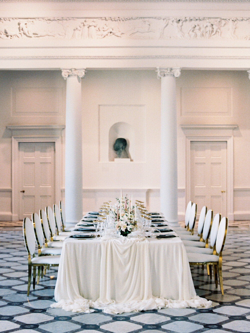 wedding table setting for intimate wedding at compton verney wedding venue