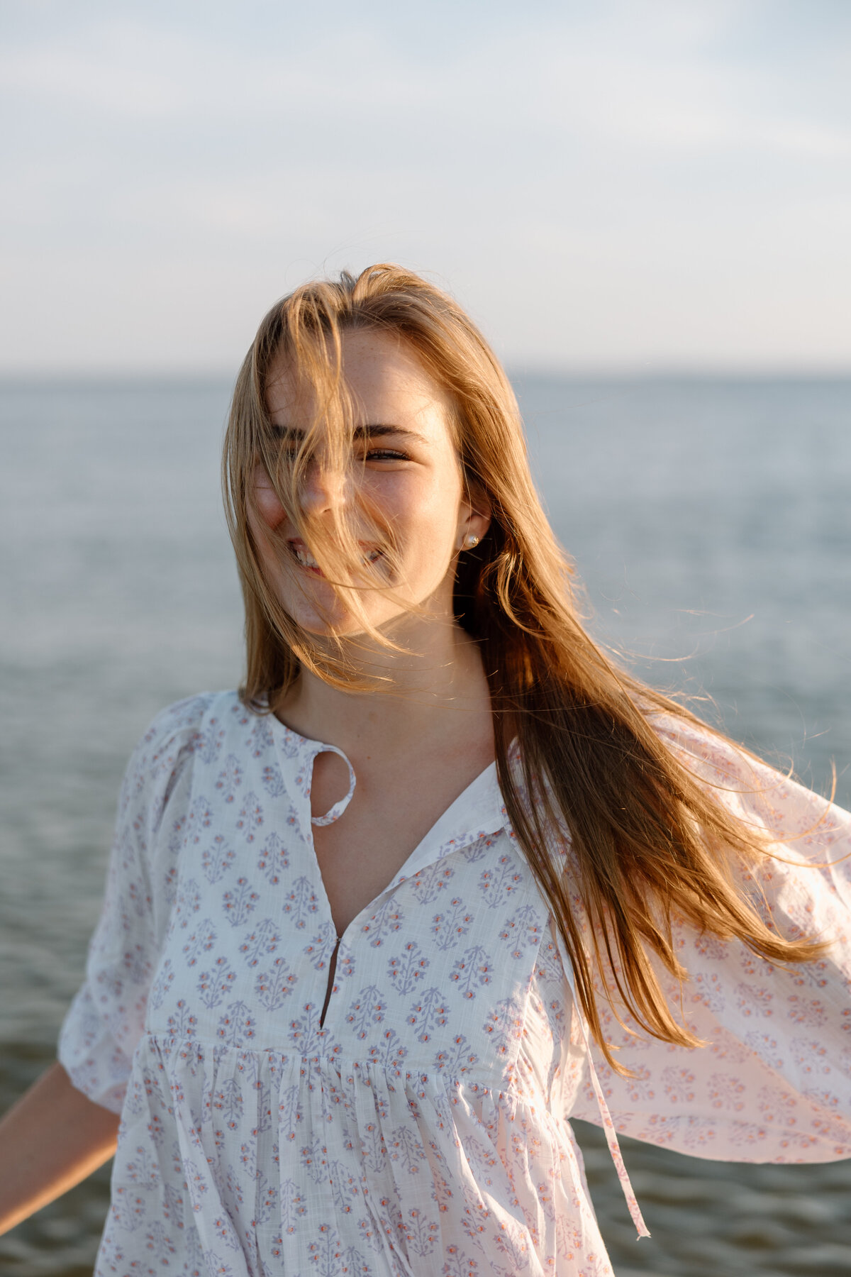 Senior photos on the beach at Edisto at sunset