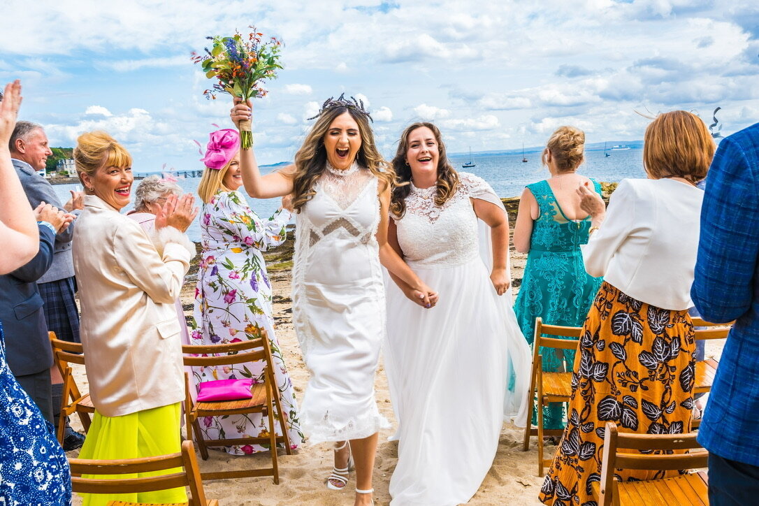 Brides getting married on beach in scotland 