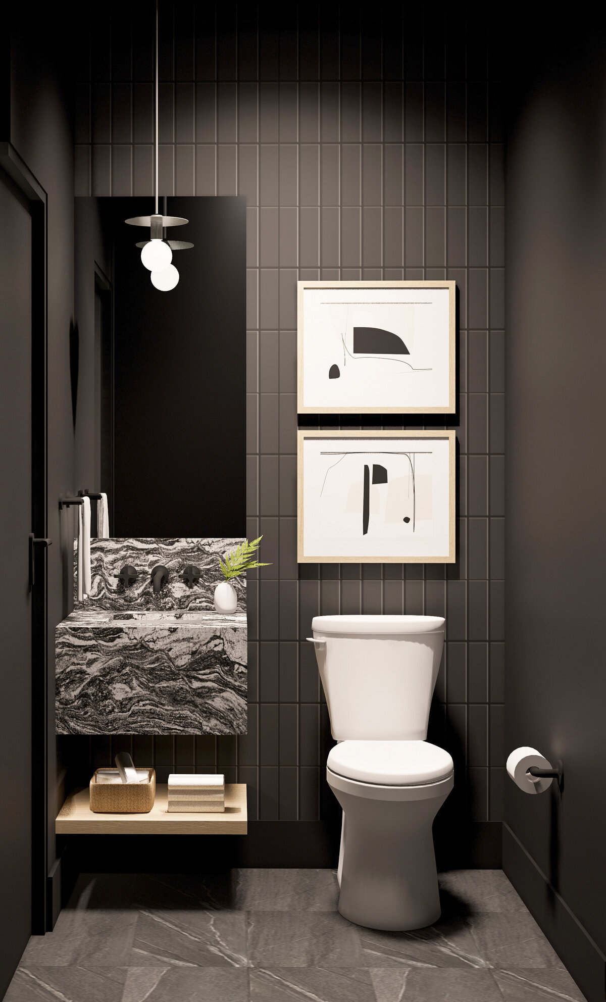 Bathroom interior design rendering by Ashley de Boer Interiors