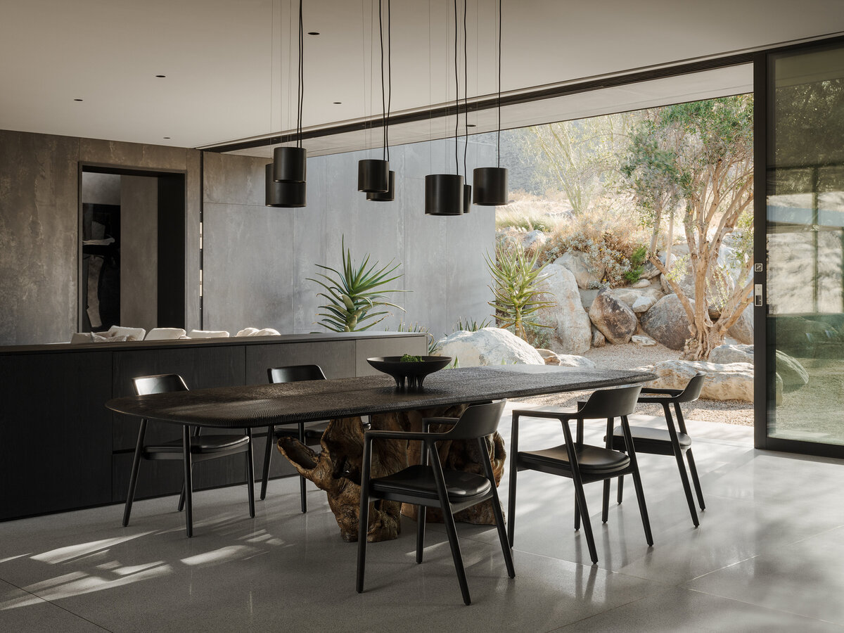 Palm Springs architect designed indoor outdoor living area in Desert Palisades.