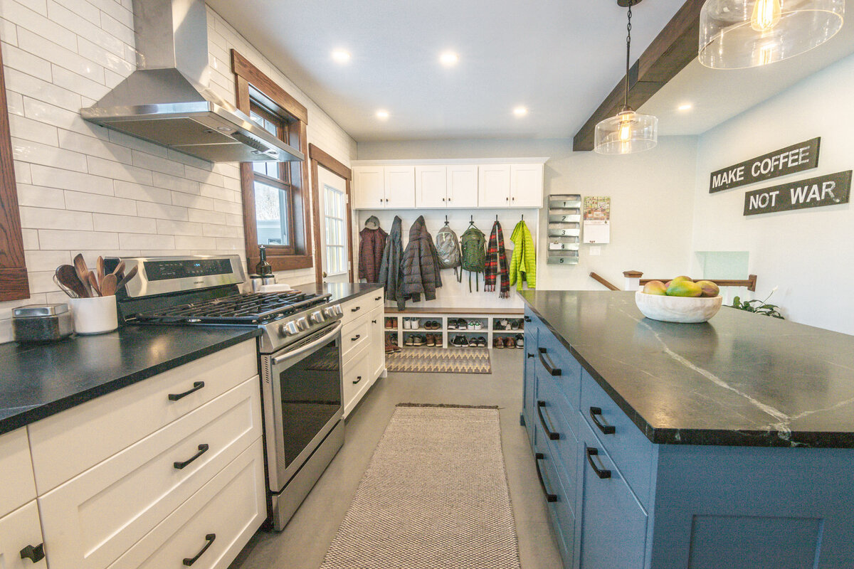 kitchen remodel and mudroom design for Clean Craftsman