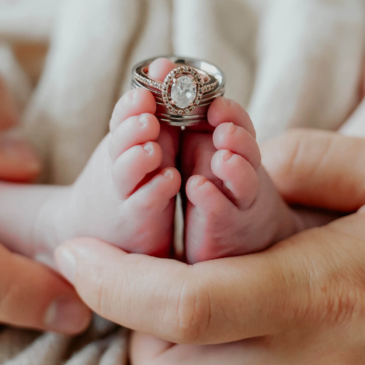 denver newborn photography - wedding band between baby toes