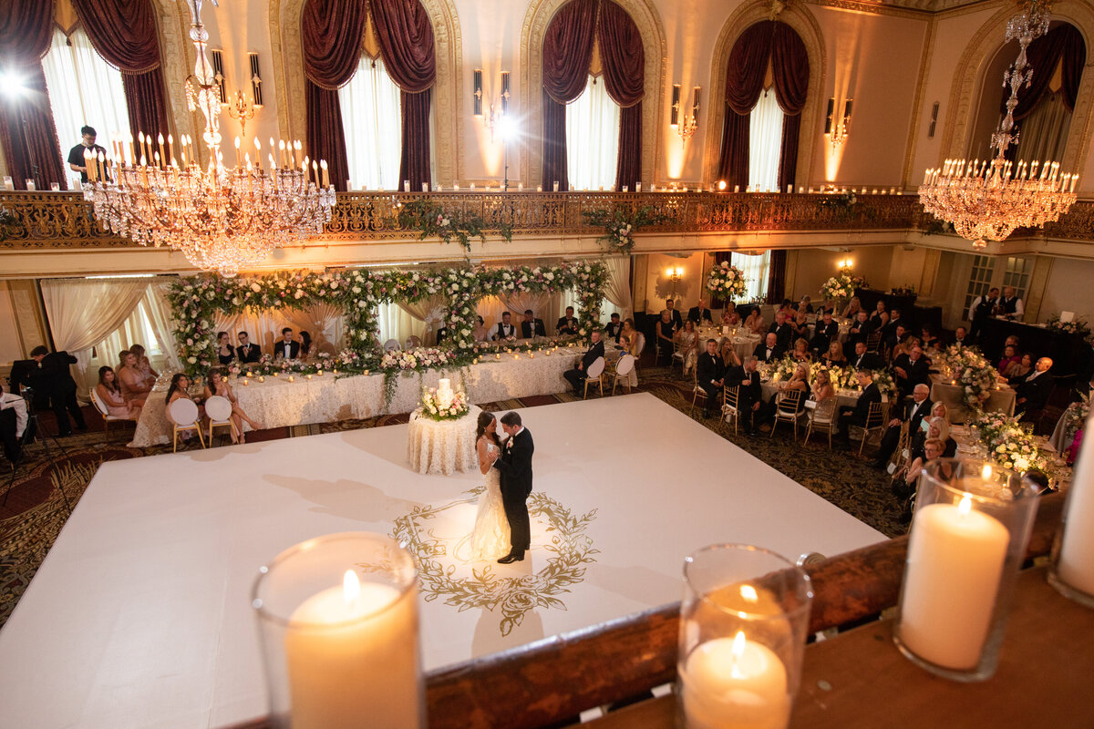 image of first dance between bride and groom at their wedding reception