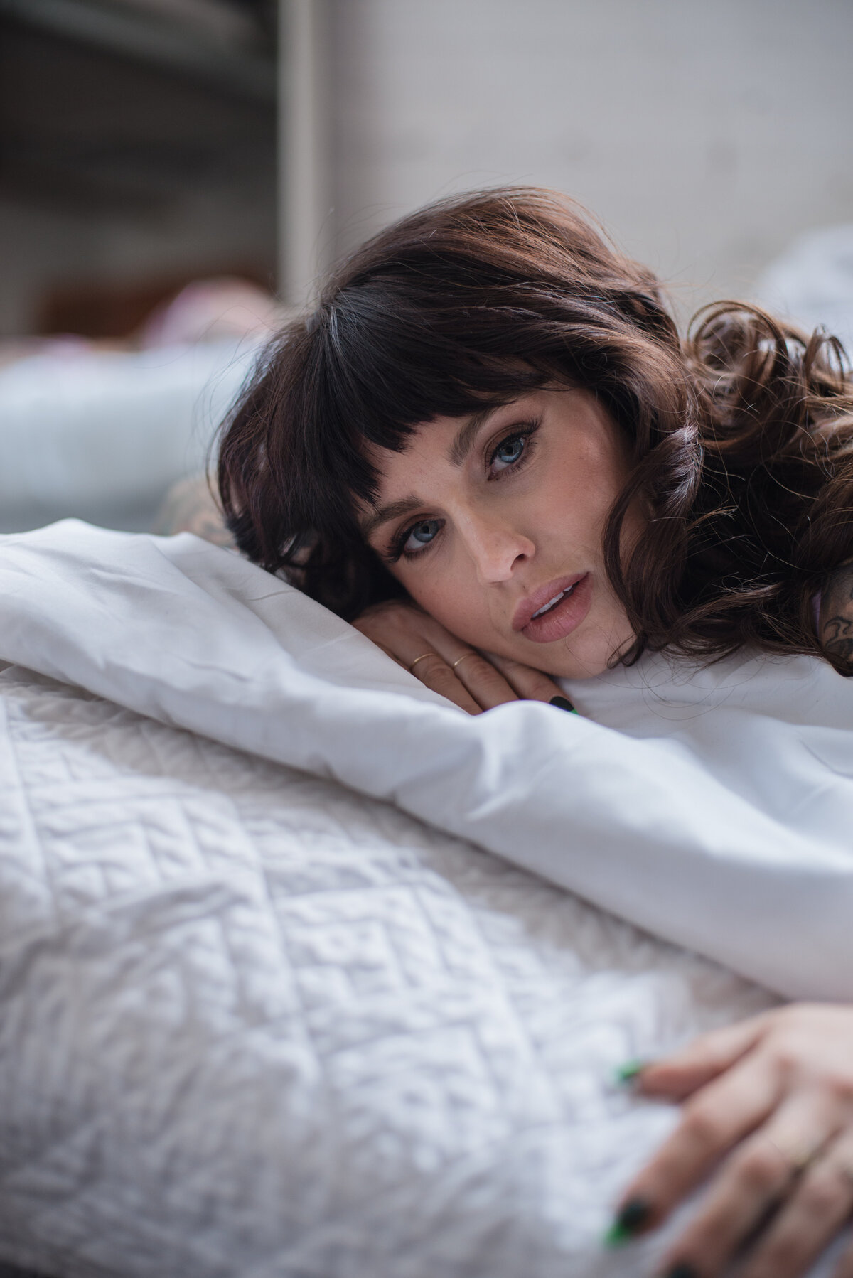 Intimate boudoir portrait session in Salt Lake City studio.