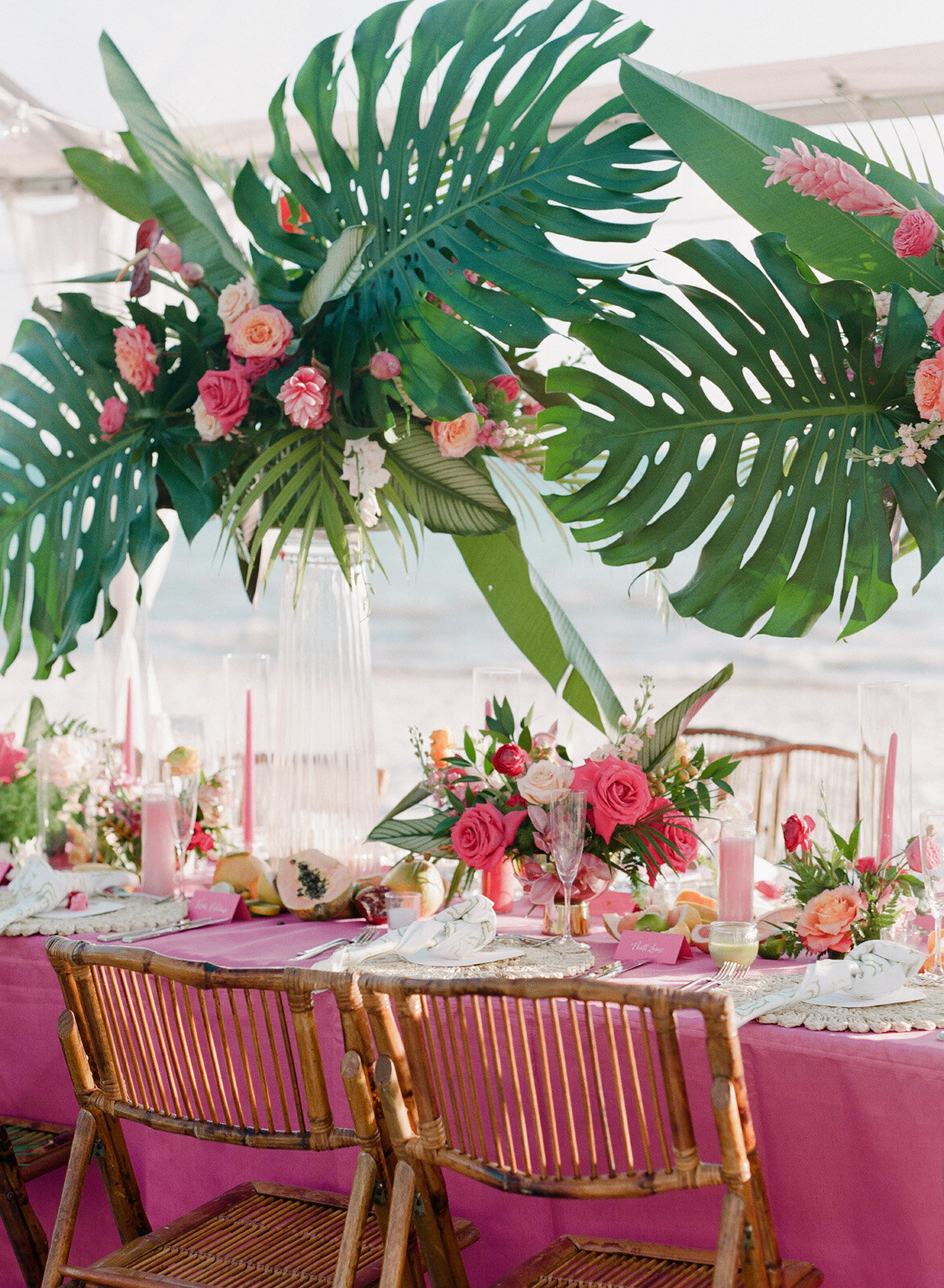 Kate-Murtaugh-Events-tropical-destination-wedding-planner-palm-dinner-centerpieces
