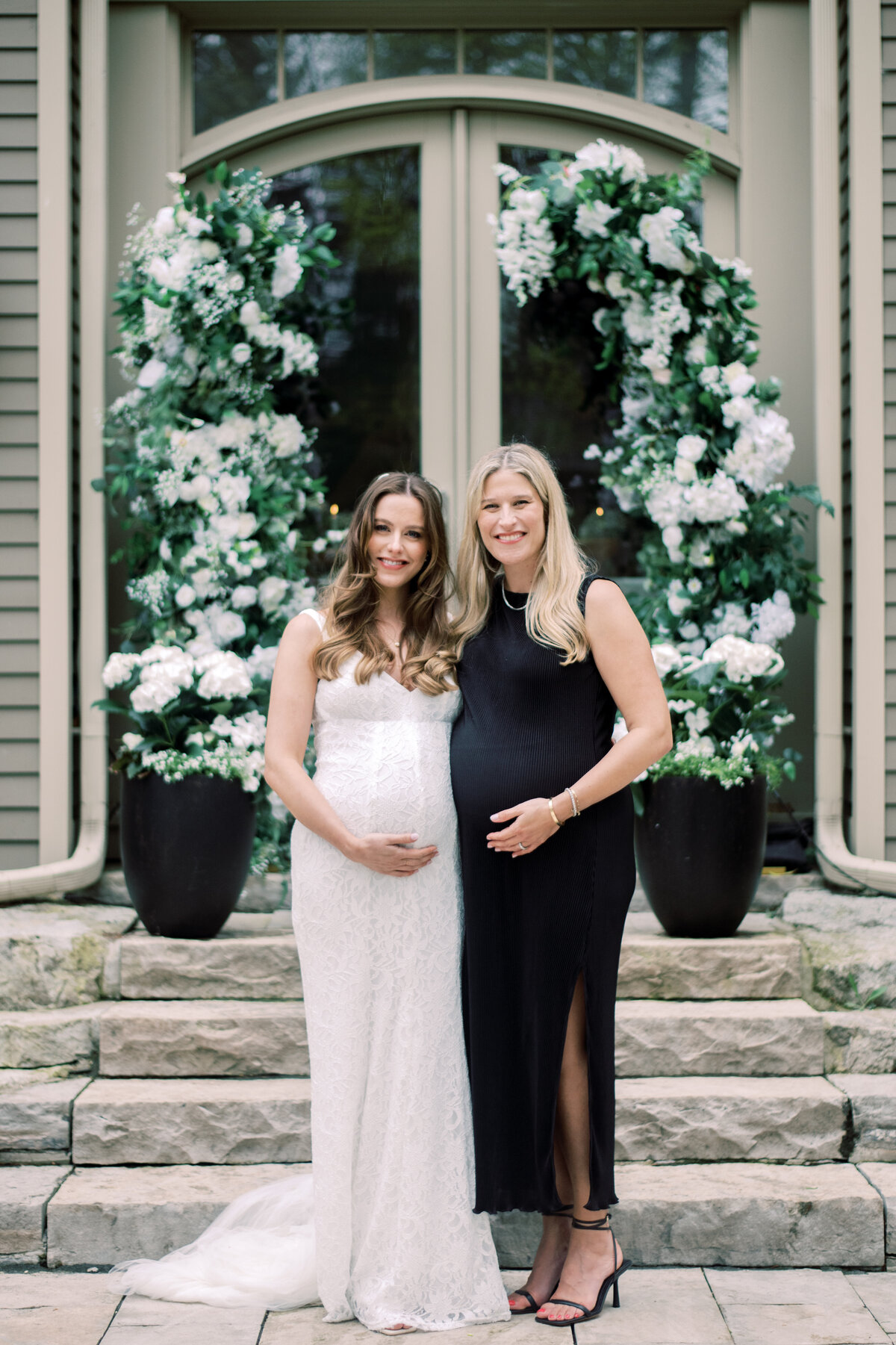 Sister and bride pregnant share a sister portrait in oakville.