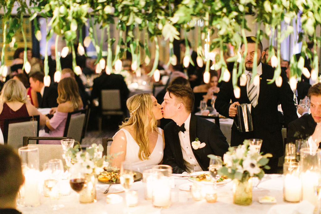 Langham Chicago Wedding with Suspended Greenery Centerpieces_15