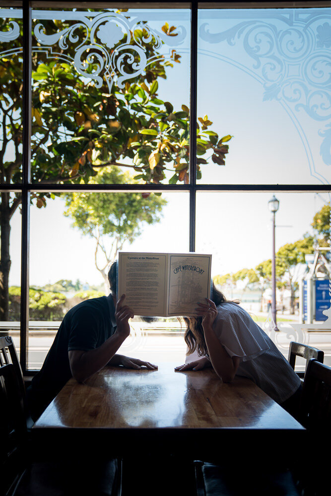 Cafe Waterfront Engagement Photography