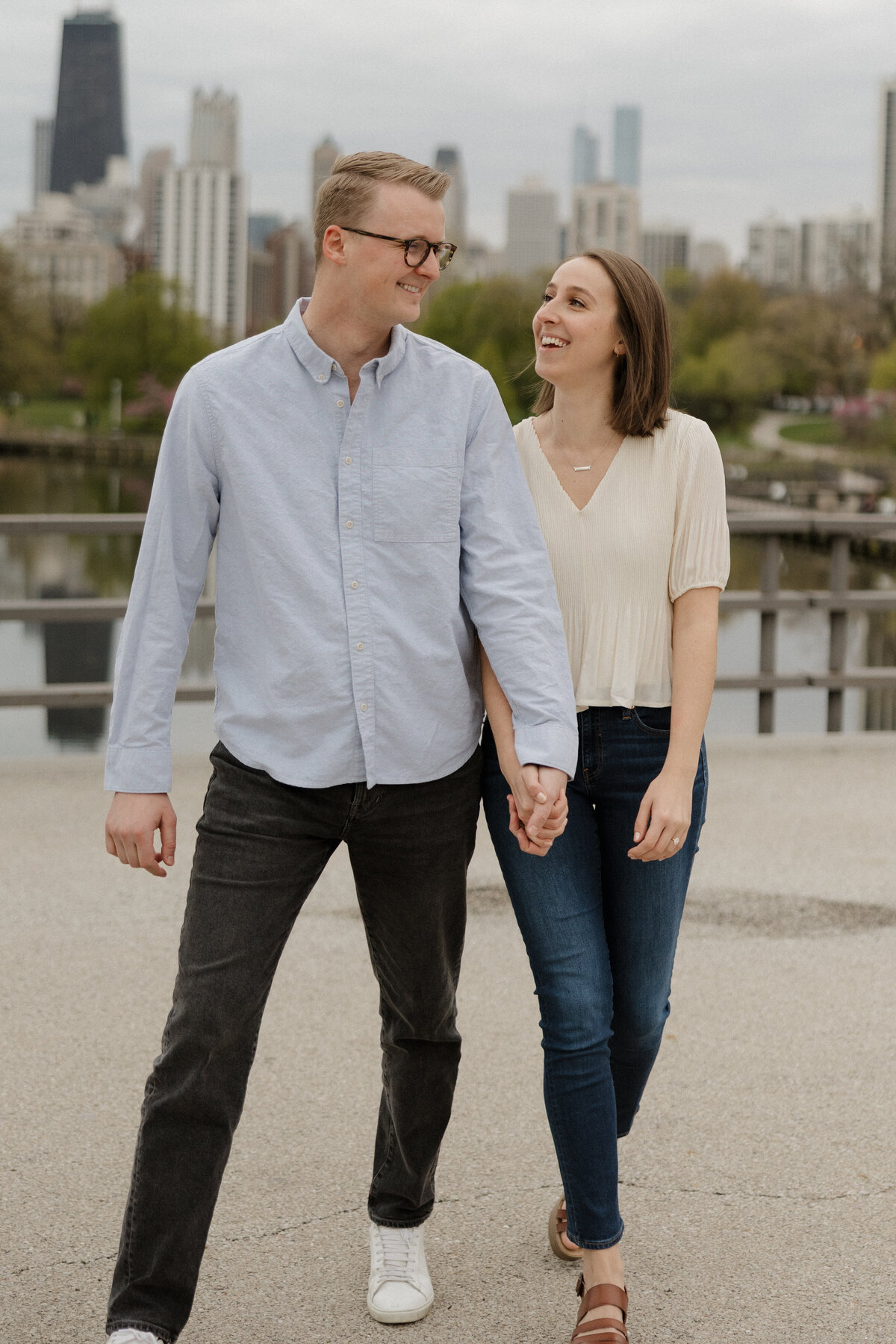 Indianapolis engagement photographer candid walking photo