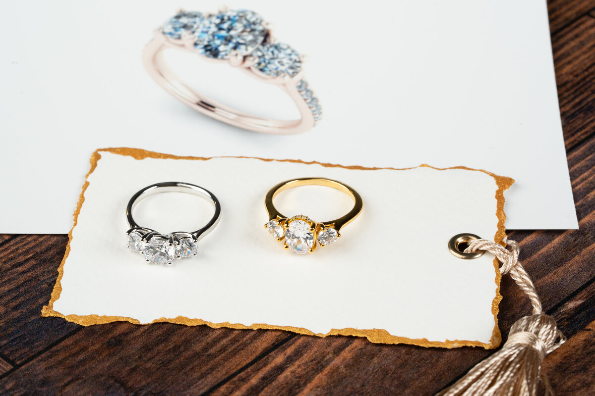 Popular three stone engagement ring style