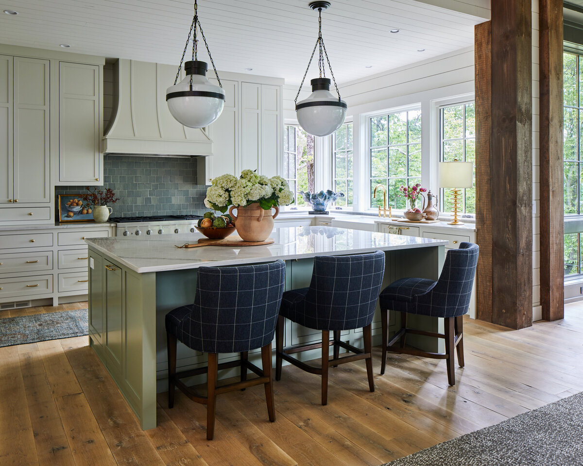Cream and green kitchen