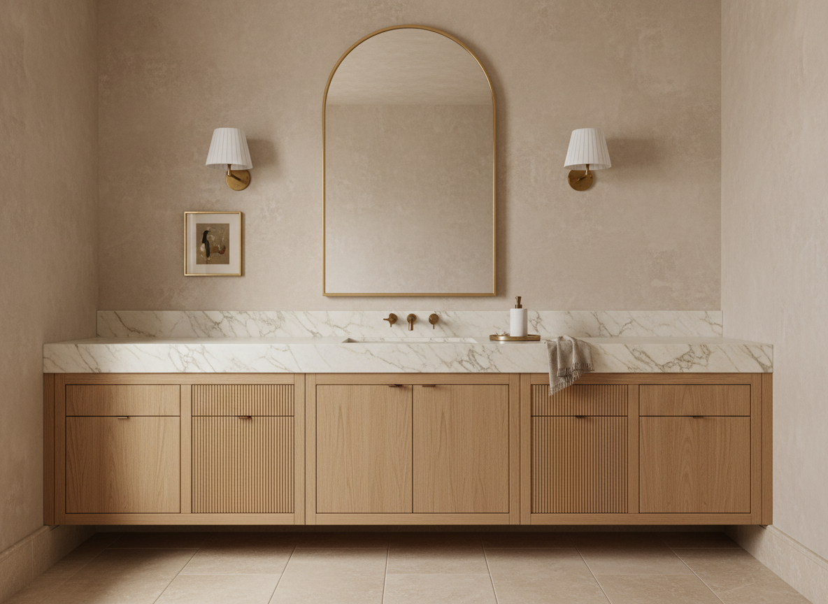 Vanessa_bucceri-nov-2025_Firefly_A timeless powder room in warm neutral tones, featuring natural oak cabinetry, creamy 311073