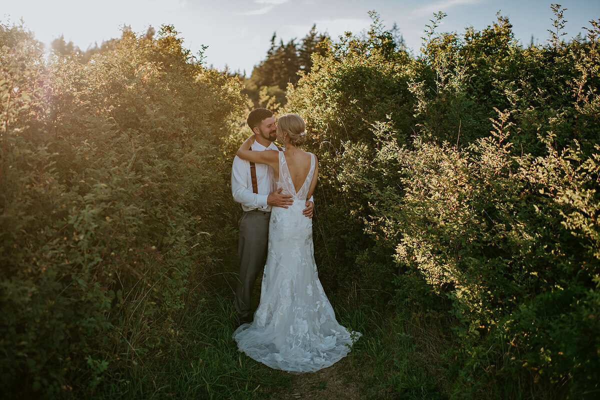 Couple during golden hour at Sargents Bay on the Sunshine Coast B.C