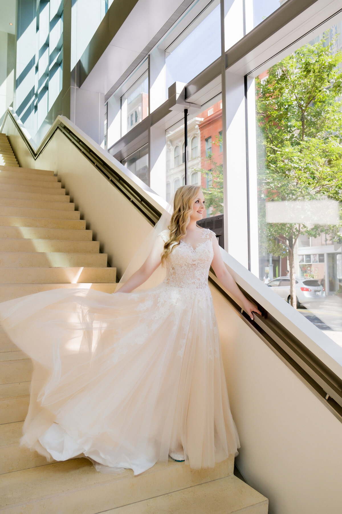 bride on the stairs