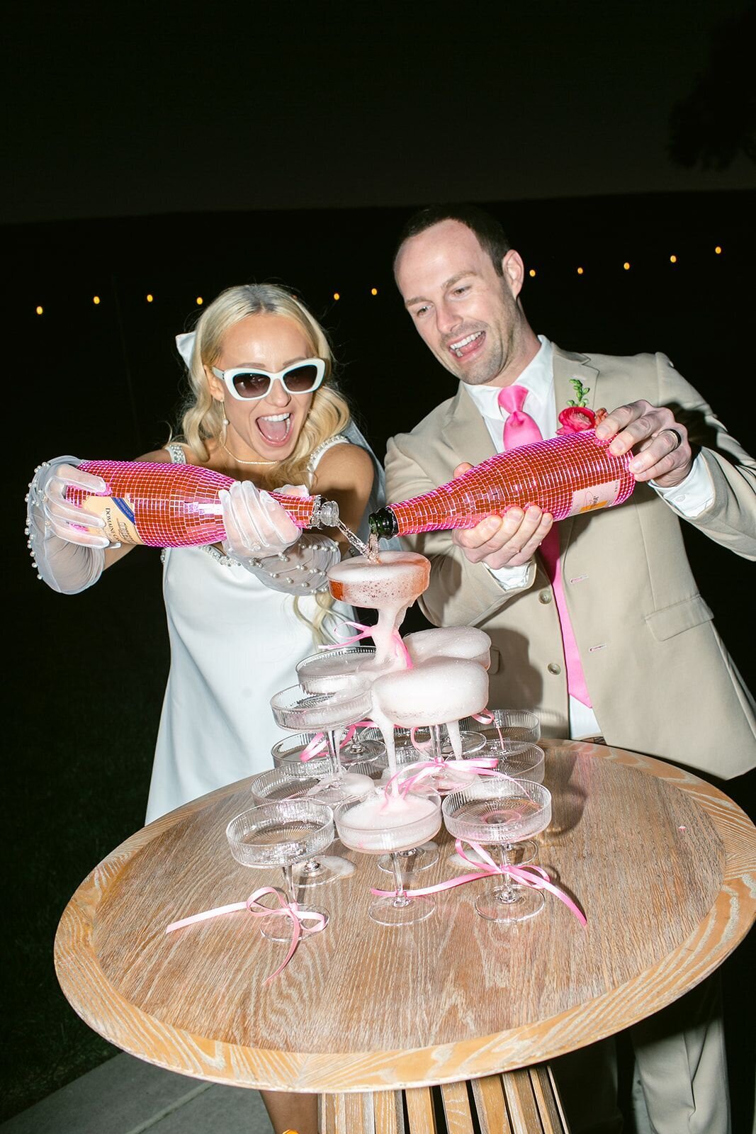 pink-disco-champagne-tower