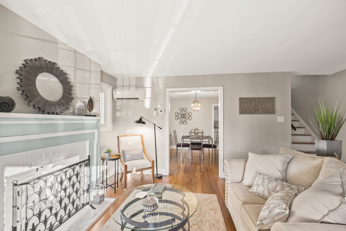 Professionally staged living room 