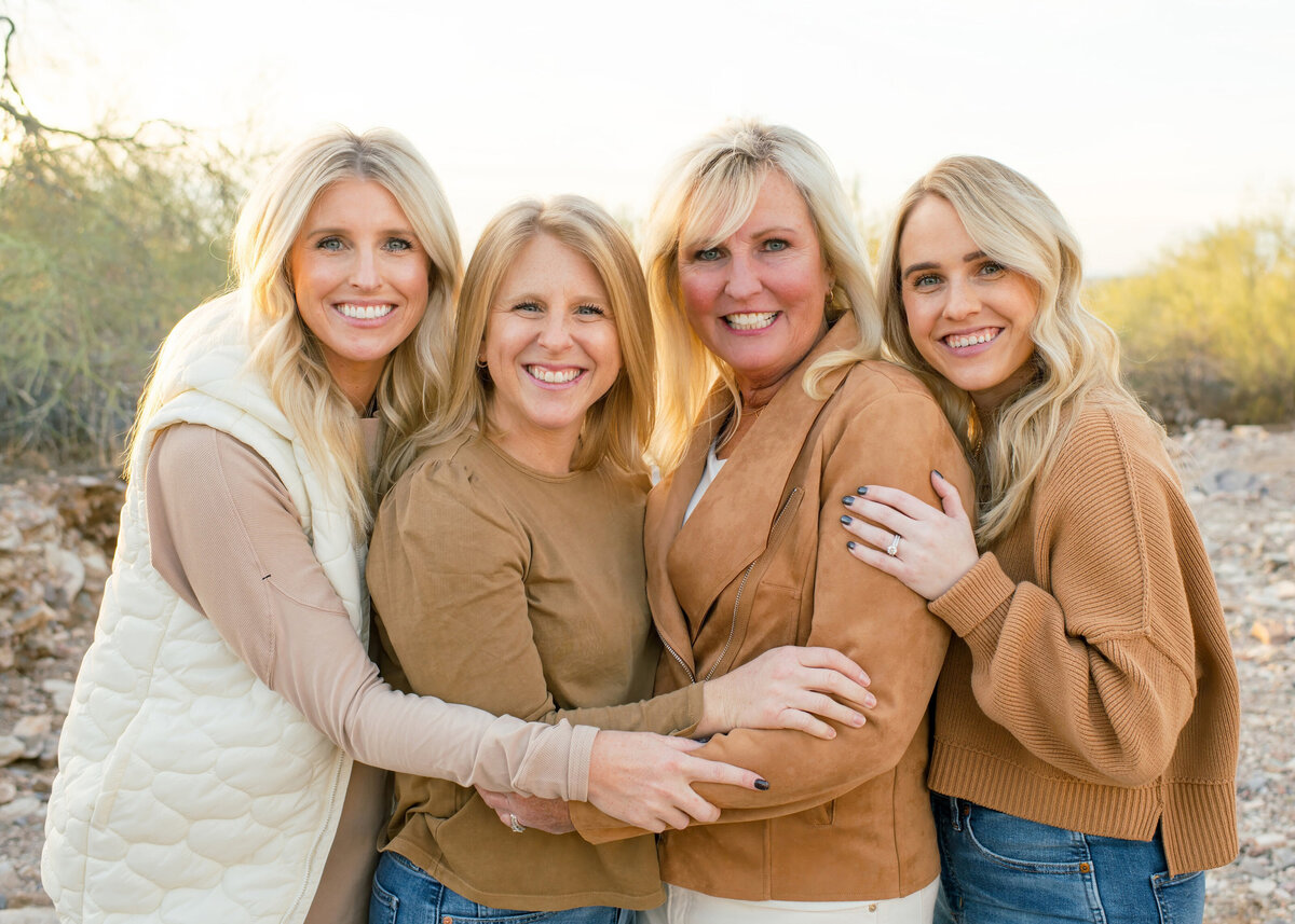 mother and daughters in north scottsdale az desert for a family photo shoot