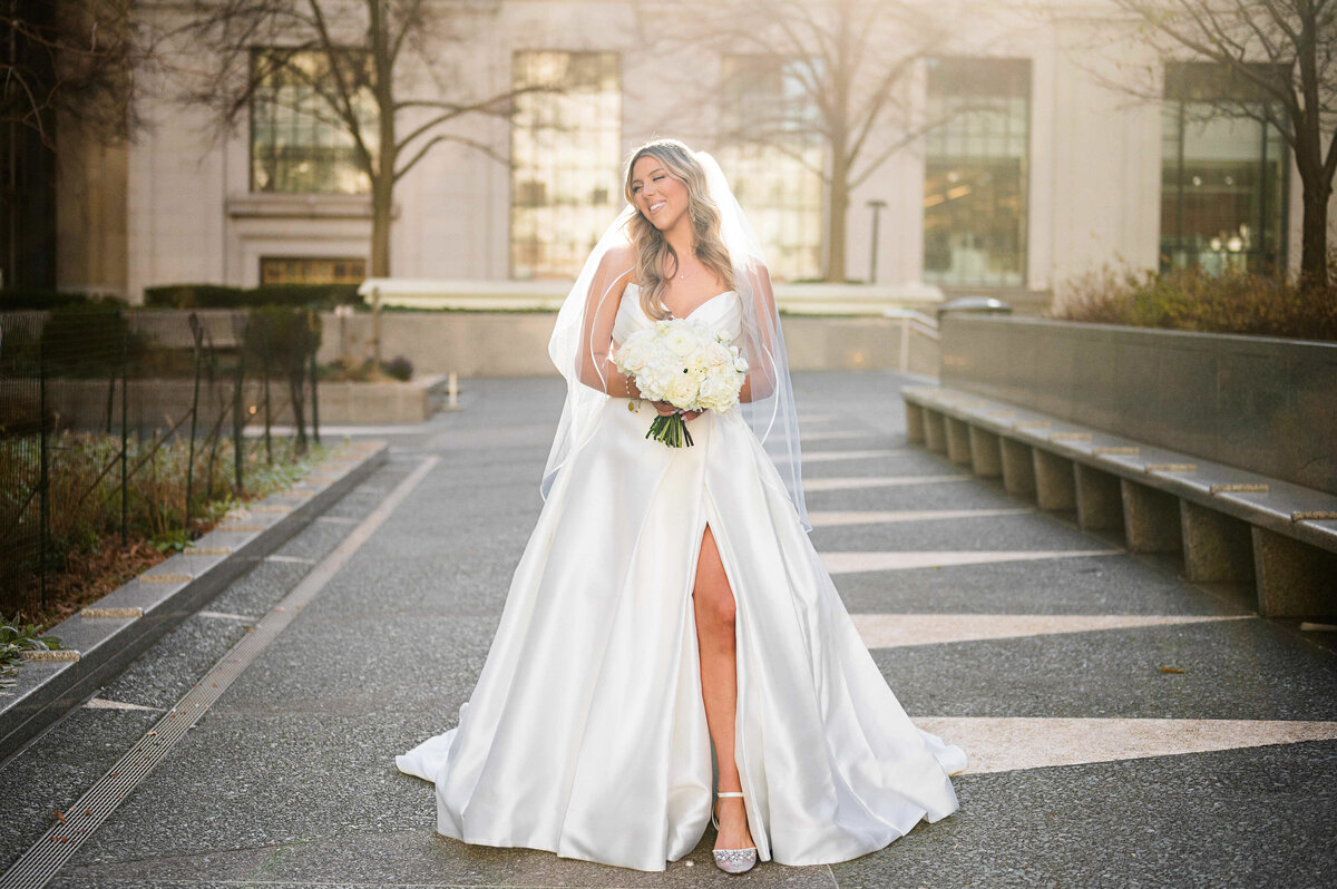 november pittsburgh wedding photo outside omni william penn hotel