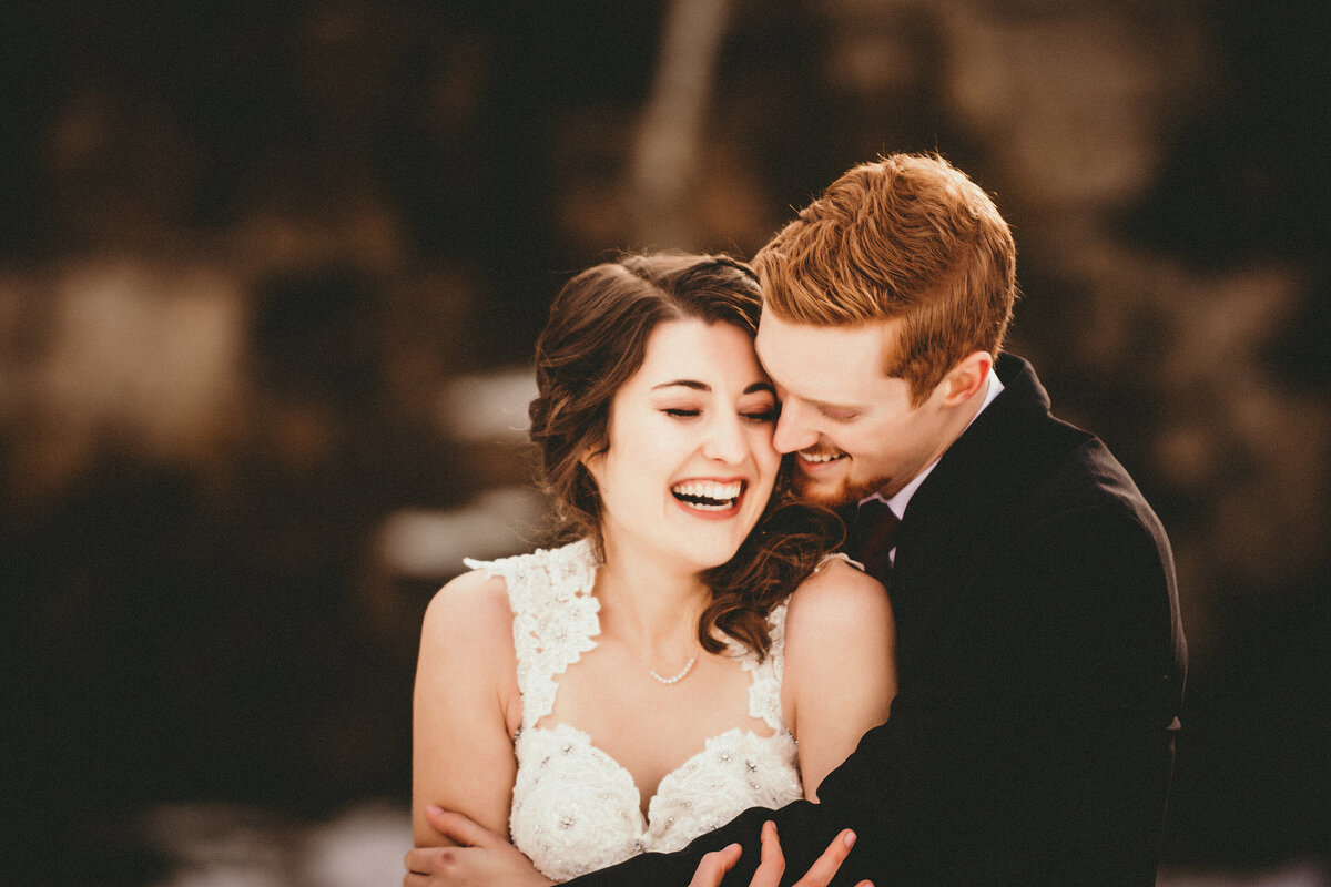 Winter Wedding photo at High Cliff State Park