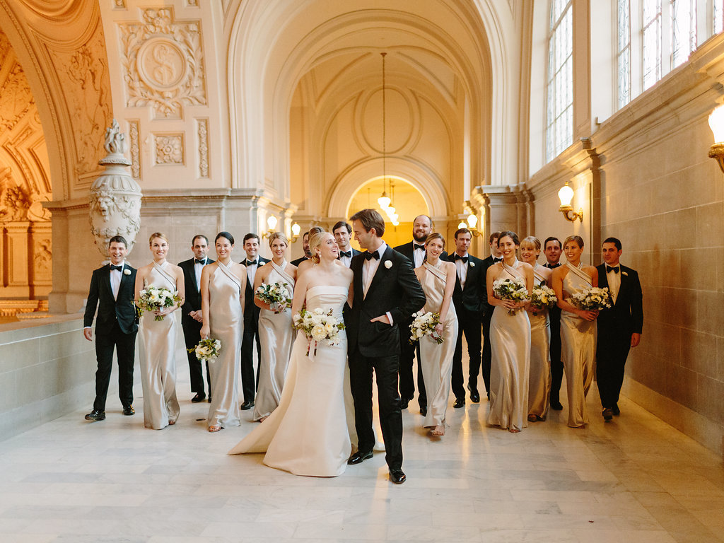 Wedding by Jenny Schneider Events at the San Francisco City Hall. Photo by Larissa Cleveland Photography.
