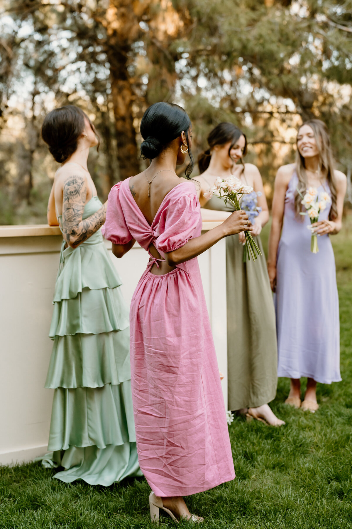 bridesmaids at the bar