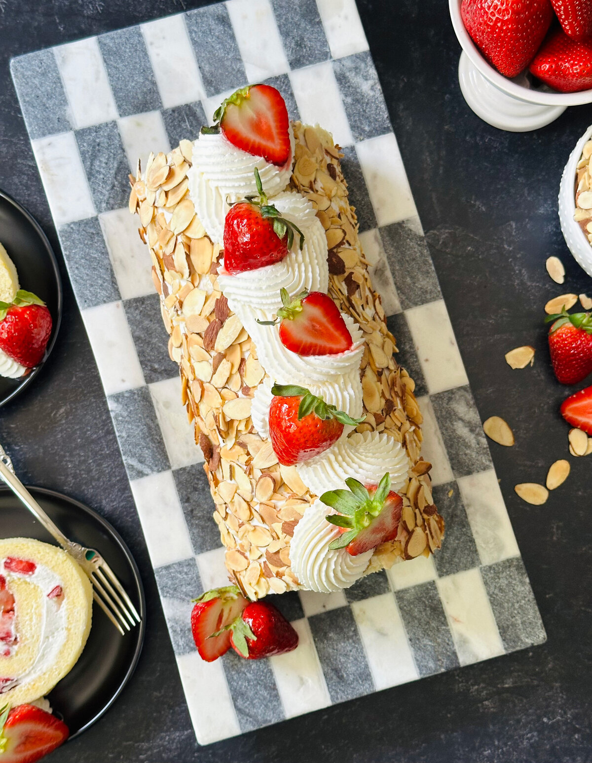 strawberry almond swiss roll