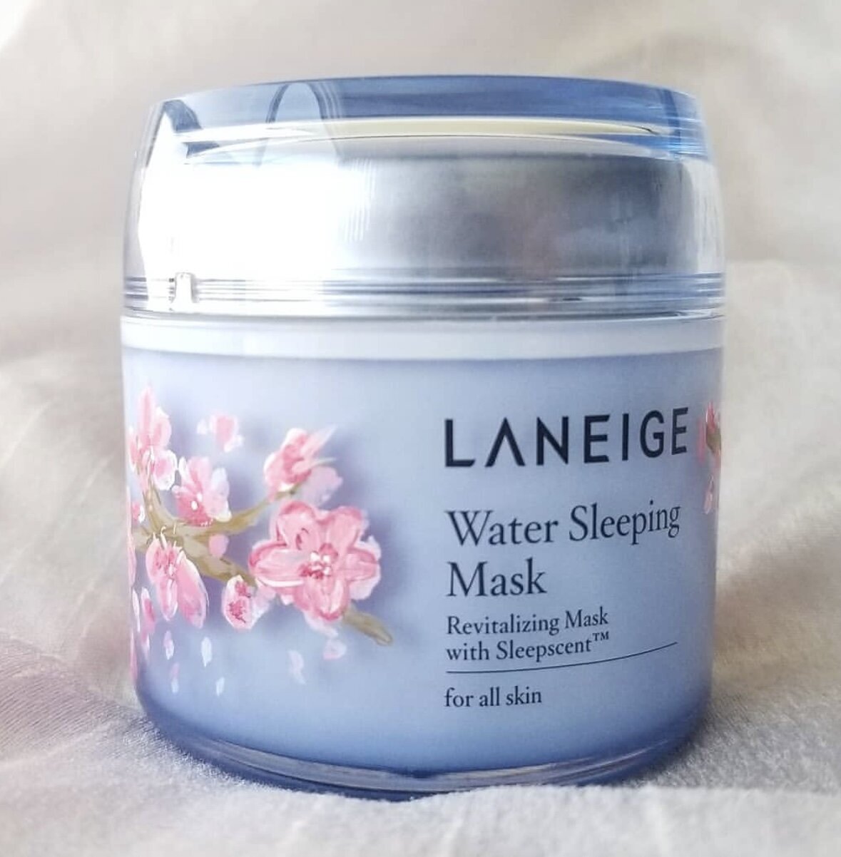 Hand painted, custom floral design on Laneige Water Sleeping mask by Toronto live artist Jenny Zhang