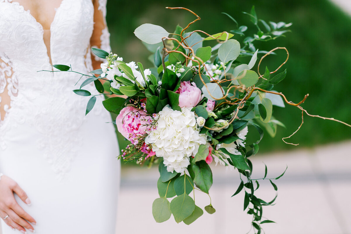 wedding bouquet in brides hand