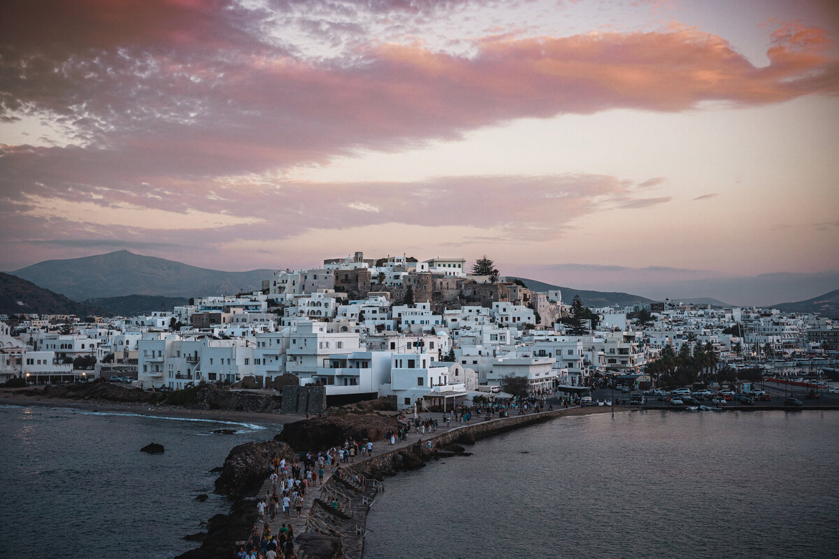 Sun setting over Naxos, Greece