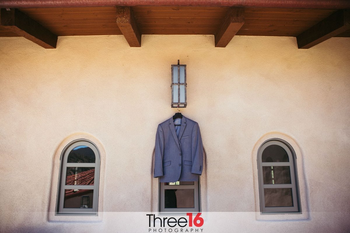 Groom's suit on display